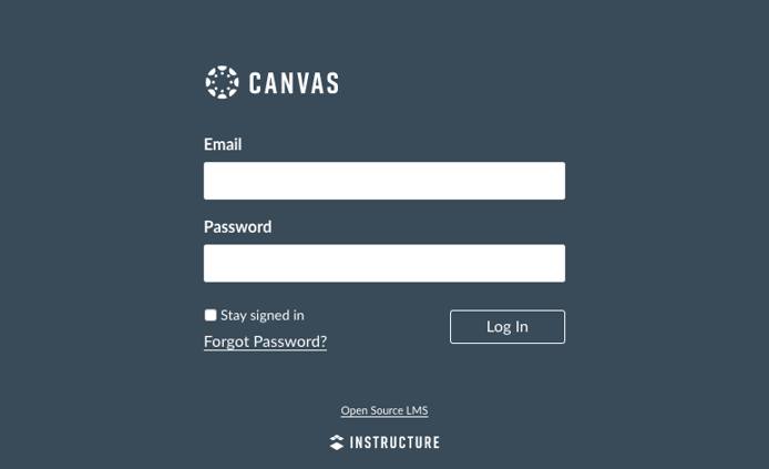 Canvas login page