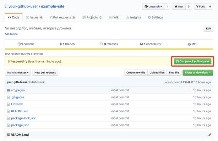 GitHub Compare and Pull Request Banner